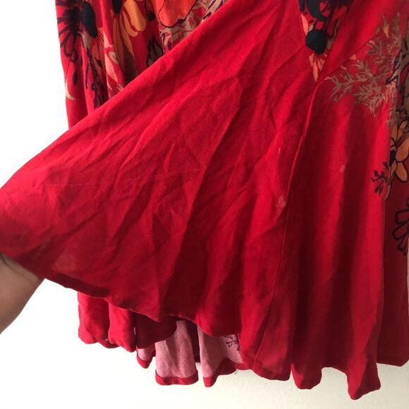 Free People Backyard Party Red Floral Tunic Dress - Picture 5 of 7